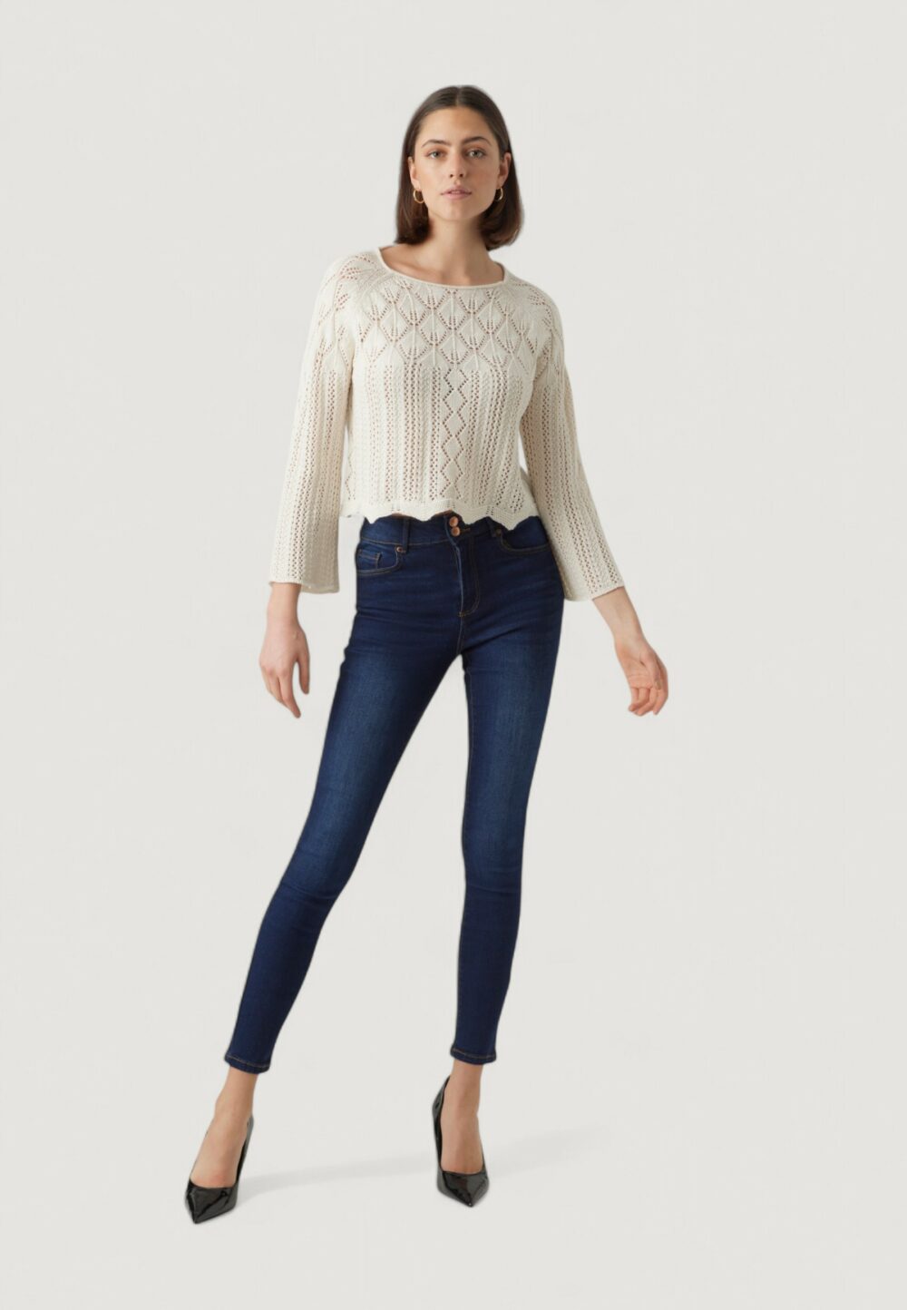 Maglia Vero Moda VMGINGER 3/4 BOATNECK PULLOVER GA NOOS Beige - Foto 4