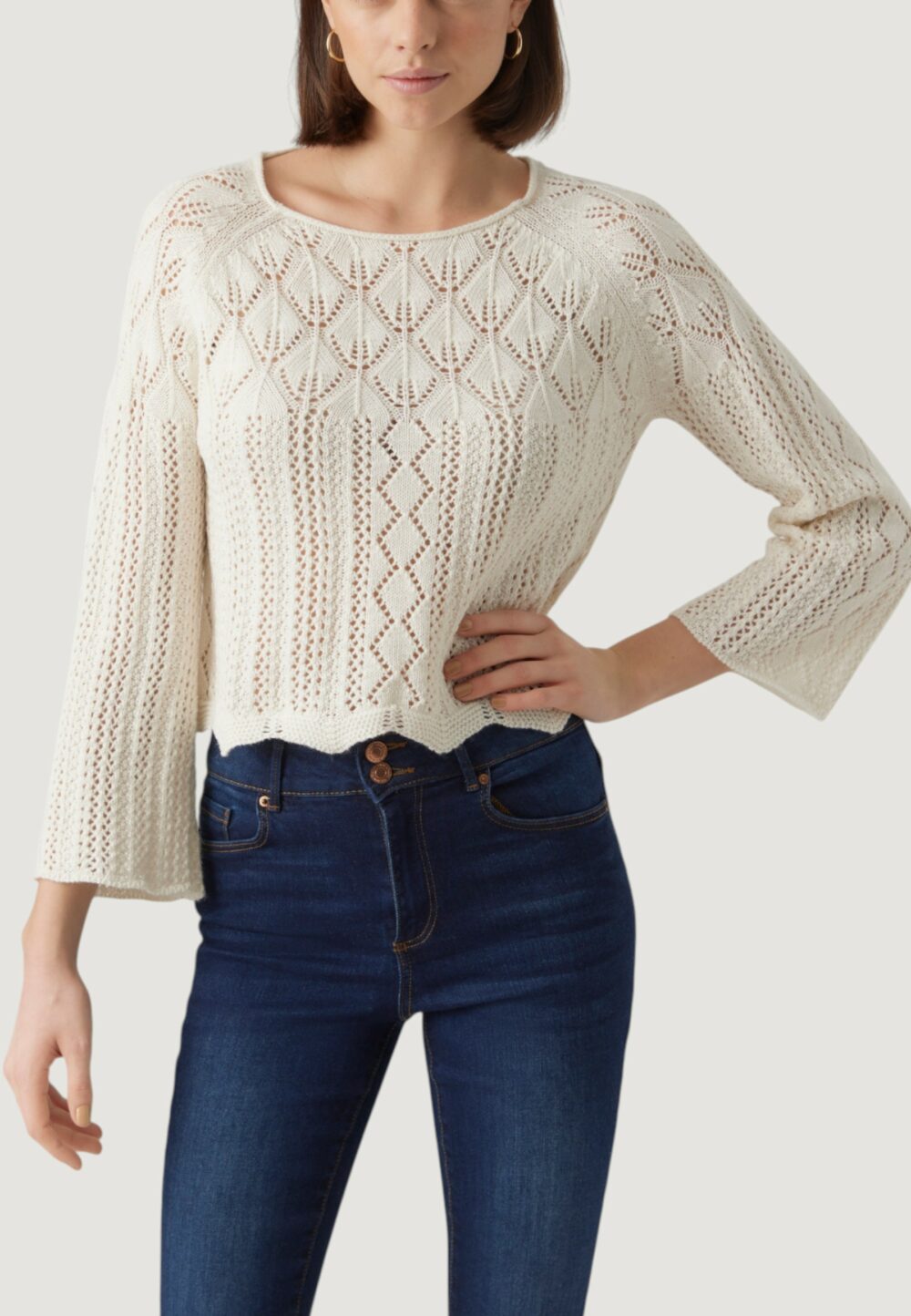 Maglia Vero Moda VMGINGER 3/4 BOATNECK PULLOVER GA NOOS Beige - Foto 2