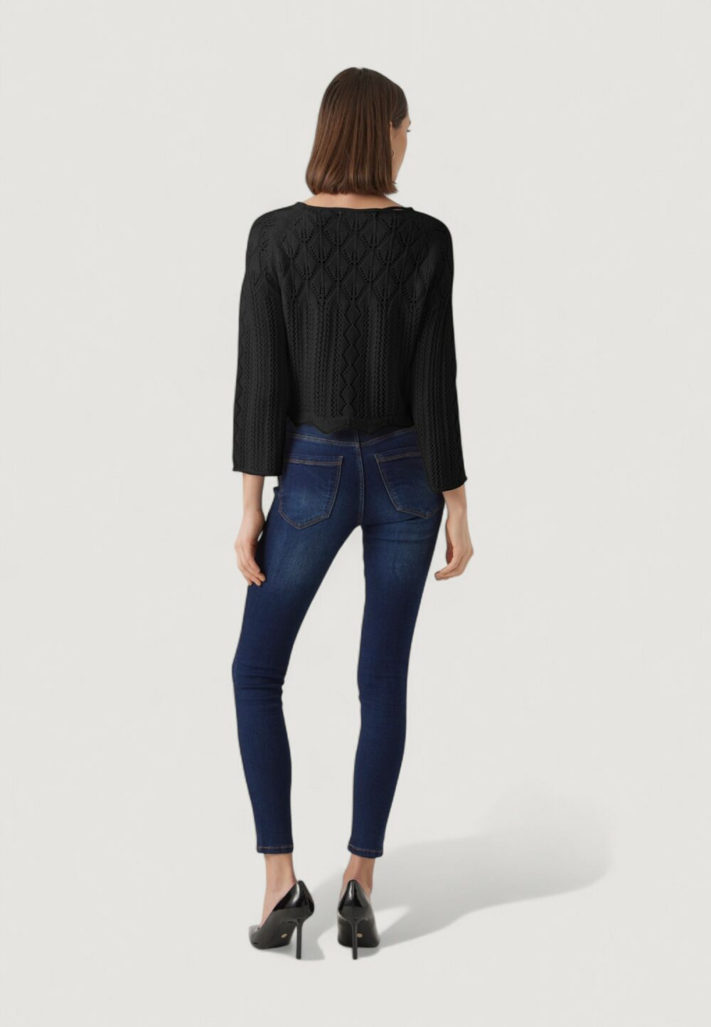 Maglia Vero Moda VMGINGER 3/4 BOATNECK PULLOVER GA NOOS Nero - Foto 3