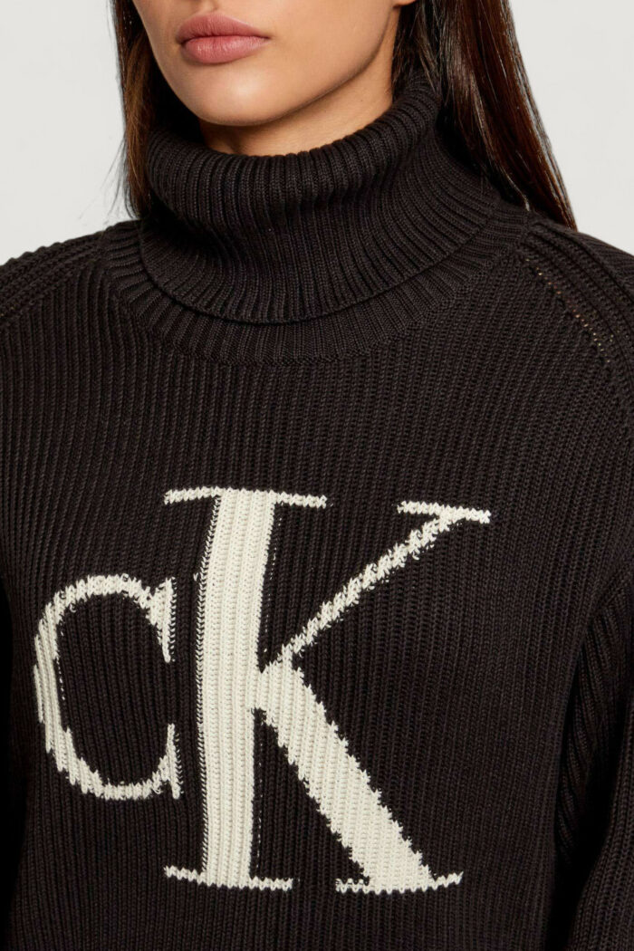 Maglione Calvin Klein BLOWN UP CK LOOSE SWEATER CONTRA Nero