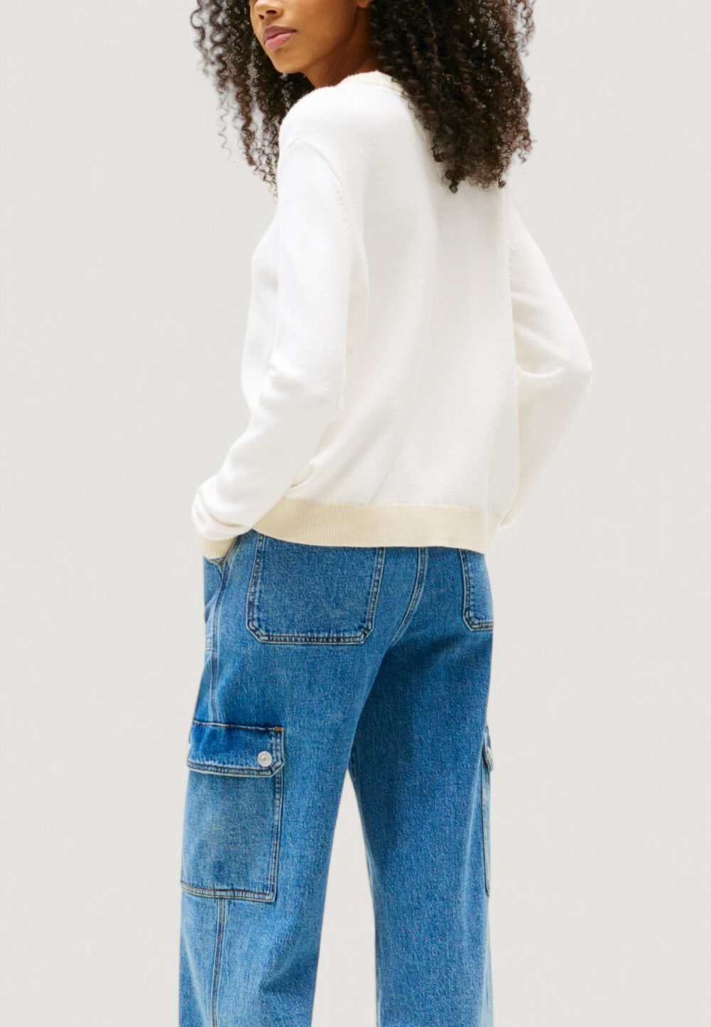 Maglione Tommy Hilfiger Jeans TJW CLRBLCKFLAG SWEA Panna - Foto 4
