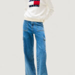 Maglione Tommy Hilfiger Jeans TJW CLRBLCKFLAG SWEA Panna - Foto 2