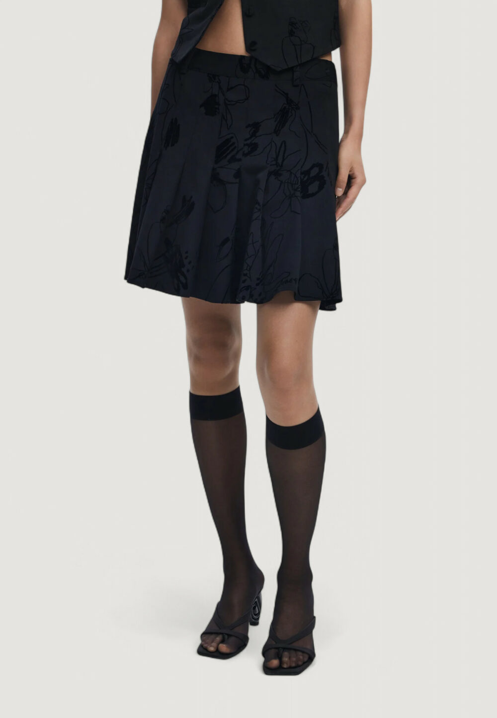 Minigonna Desigual FAL_FLOCK Nero - Foto 1