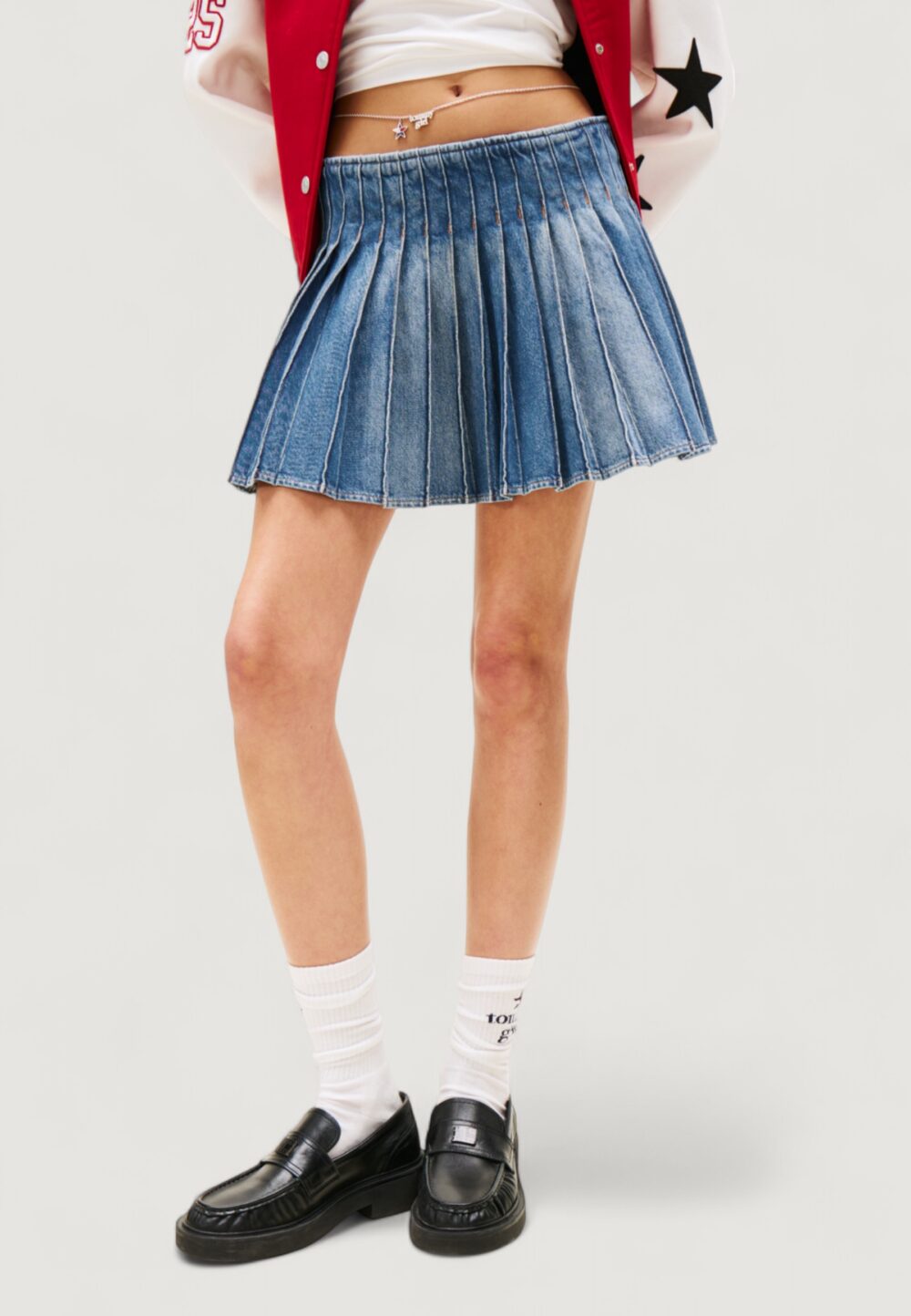 Minigonna Tommy Hilfiger Jeans TOMMY GIRL PLEATED D Indigo - Foto 1