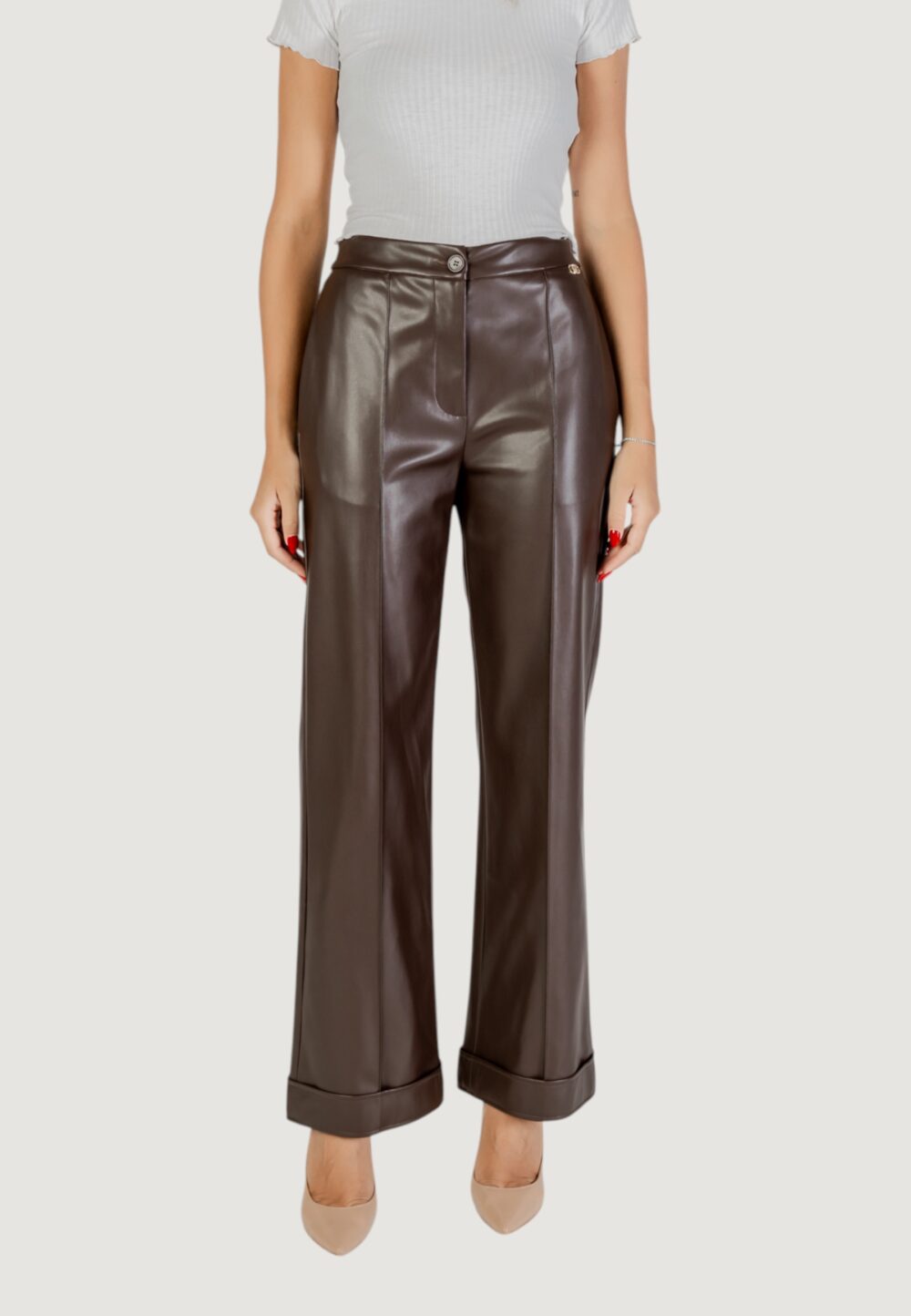 Pantaloni a palazzo Liu-Jo PANT.SPALMATO Cioccolato - Foto 1