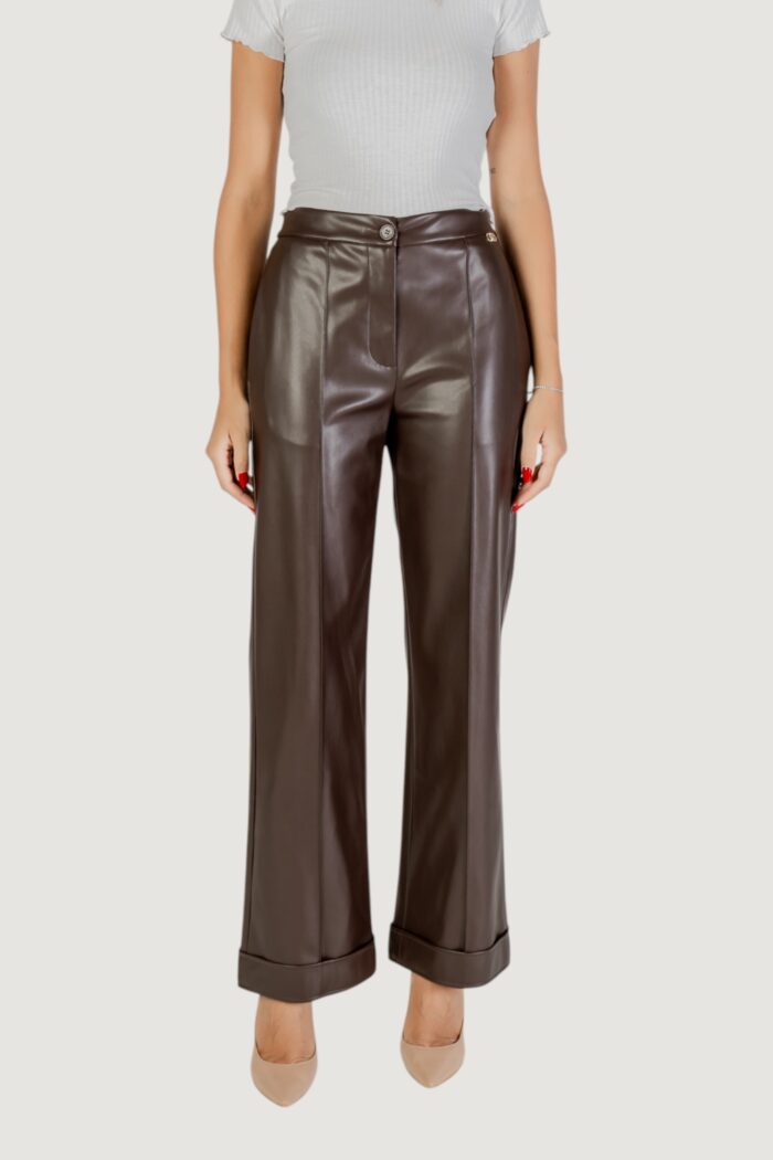 Pantaloni a palazzo Liu-jo PANT.SPALMATO Cioccolato – MF5069 E0624