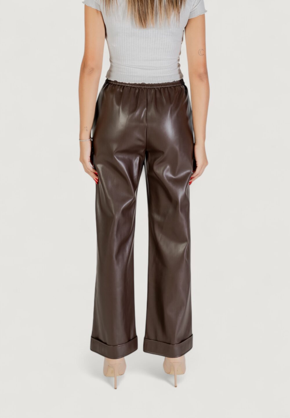 Pantaloni a palazzo Liu-Jo PANT.SPALMATO Cioccolato - Foto 5