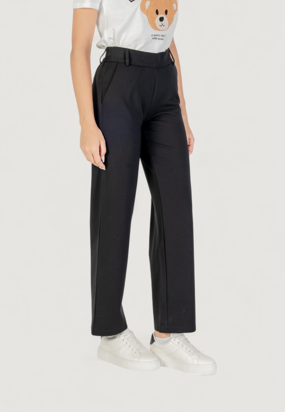 Pantaloni a sigaretta Only ONLPOPTRASH LIFE MW STRAIGHT PNT NOOS Nero - Foto 3