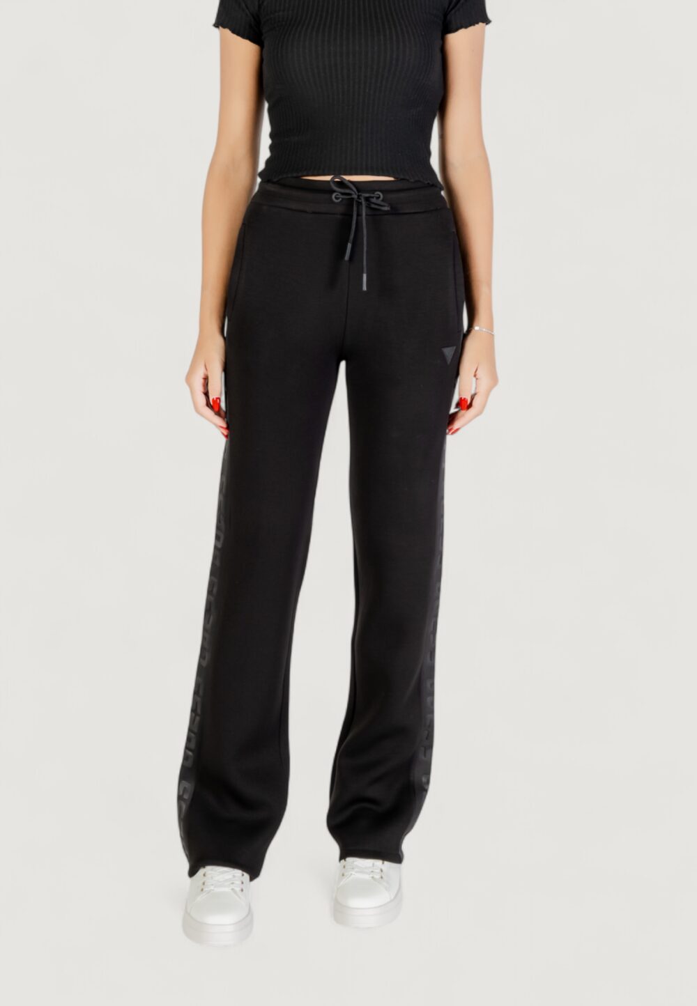 Pantaloni regular Guess BRENDA SCUBA STRAIGHT LEG PANT Nero - Foto 1