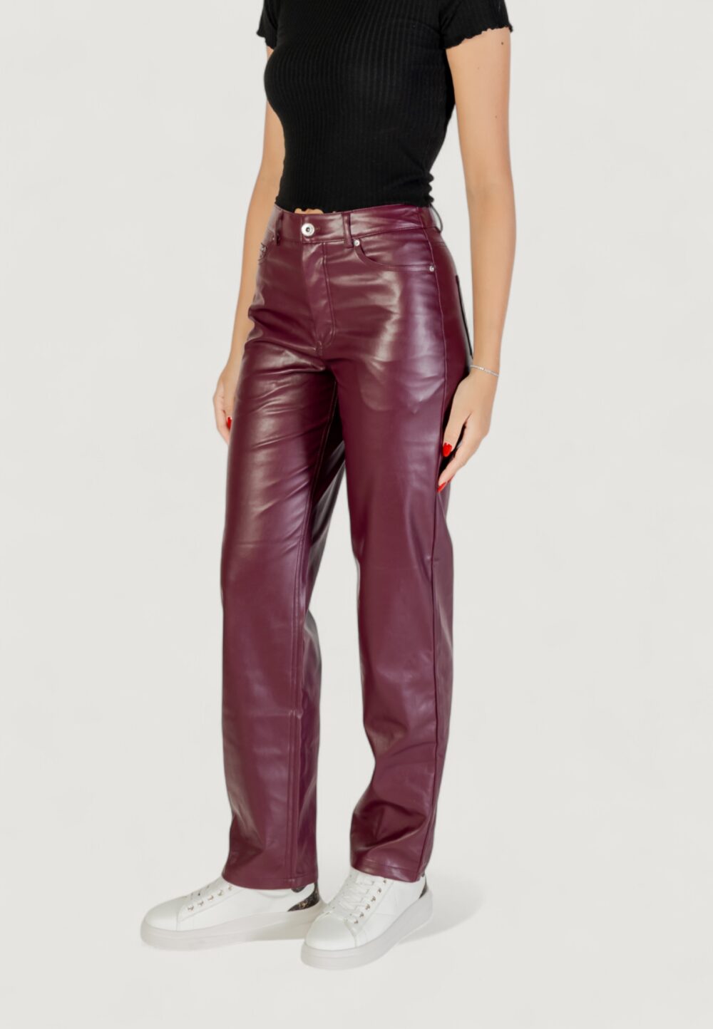 Pantaloni regular Only ONLSADIE FAUX LEATHER PANTS CC OTW Vinaccia - Foto 2