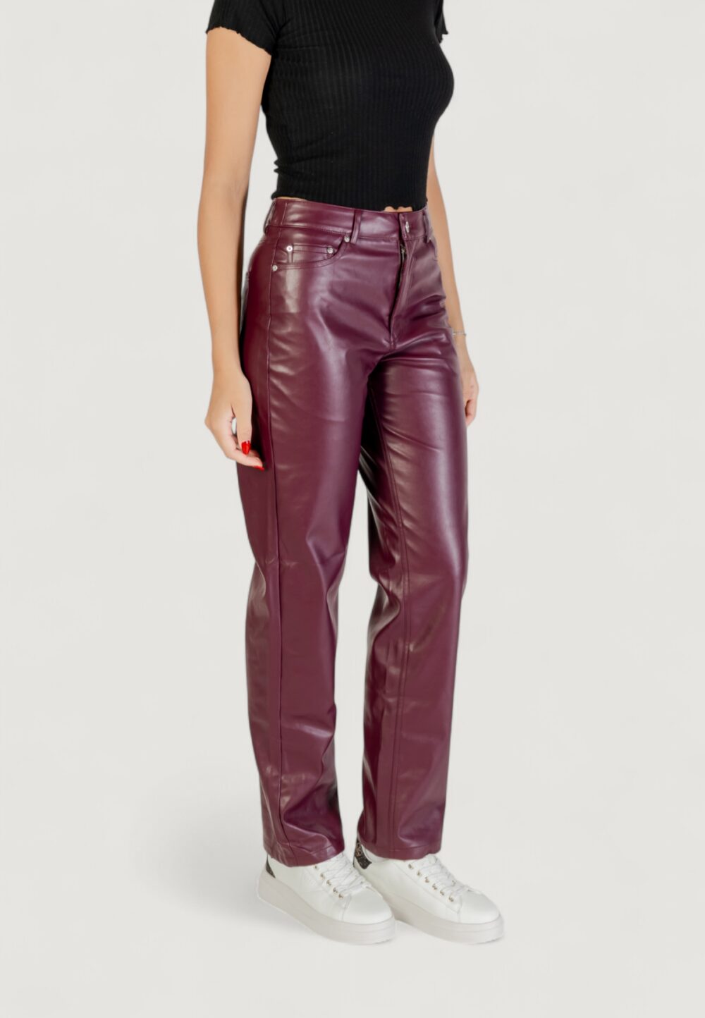 Pantaloni regular Only ONLSADIE FAUX LEATHER PANTS CC OTW Vinaccia - Foto 3