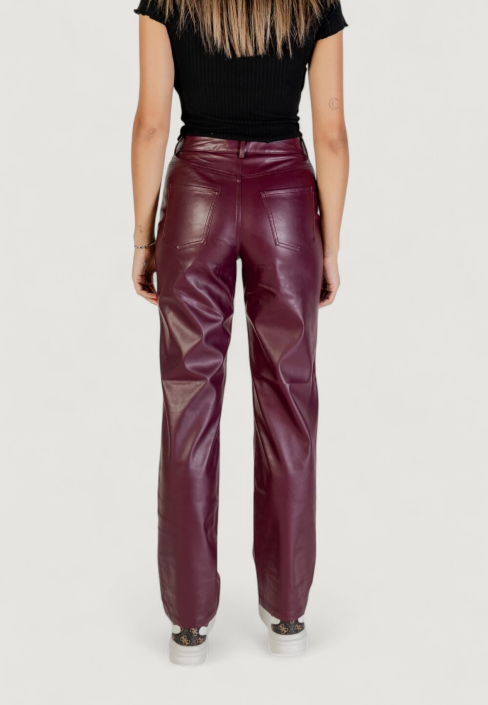 Pantaloni regular Only ONLSADIE FAUX LEATHER PANTS CC OTW Vinaccia - Foto 4