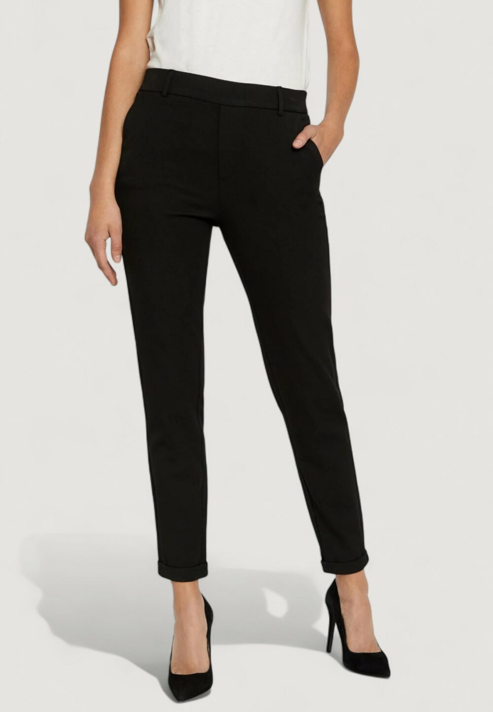 Pantaloni regular Vero Moda VMMAYA MW LOOSE SOLID PANT NOOS Nero - Foto 1