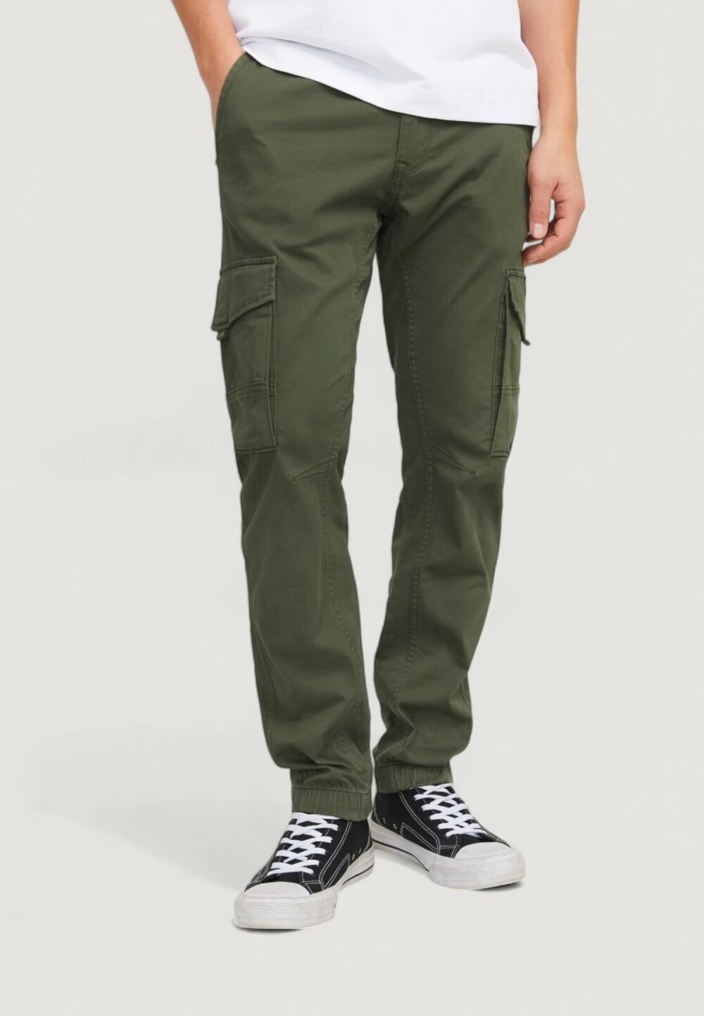 Pantaloni slim Jack Jones PAUL FLAKE AKM 542 NOOS Verde Oliva - Foto 3