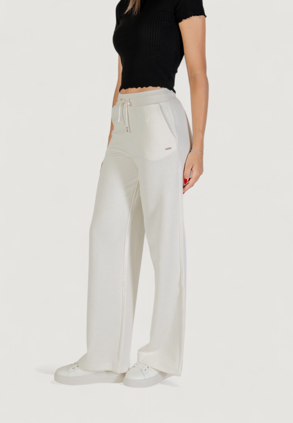 Pantaloni sportivi Guess Active 3D PEONY WIDE LENG PANTS Panna - Foto 2
