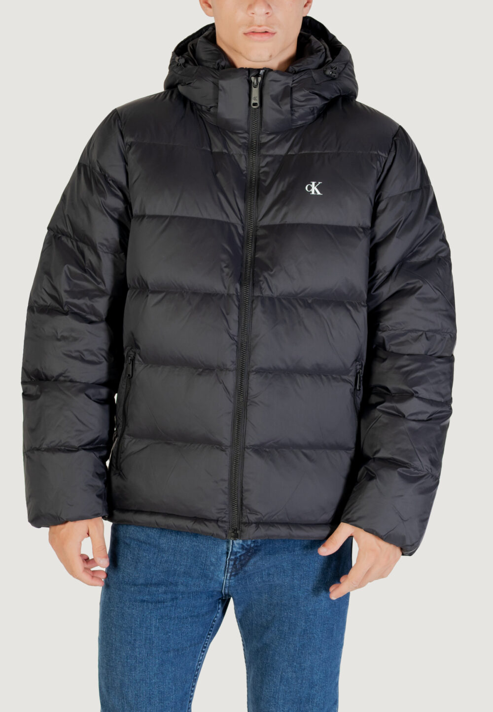 Piumino Calvin Klein Jeans LS NYLON ZIP OFF HOO Black-White - Foto 1