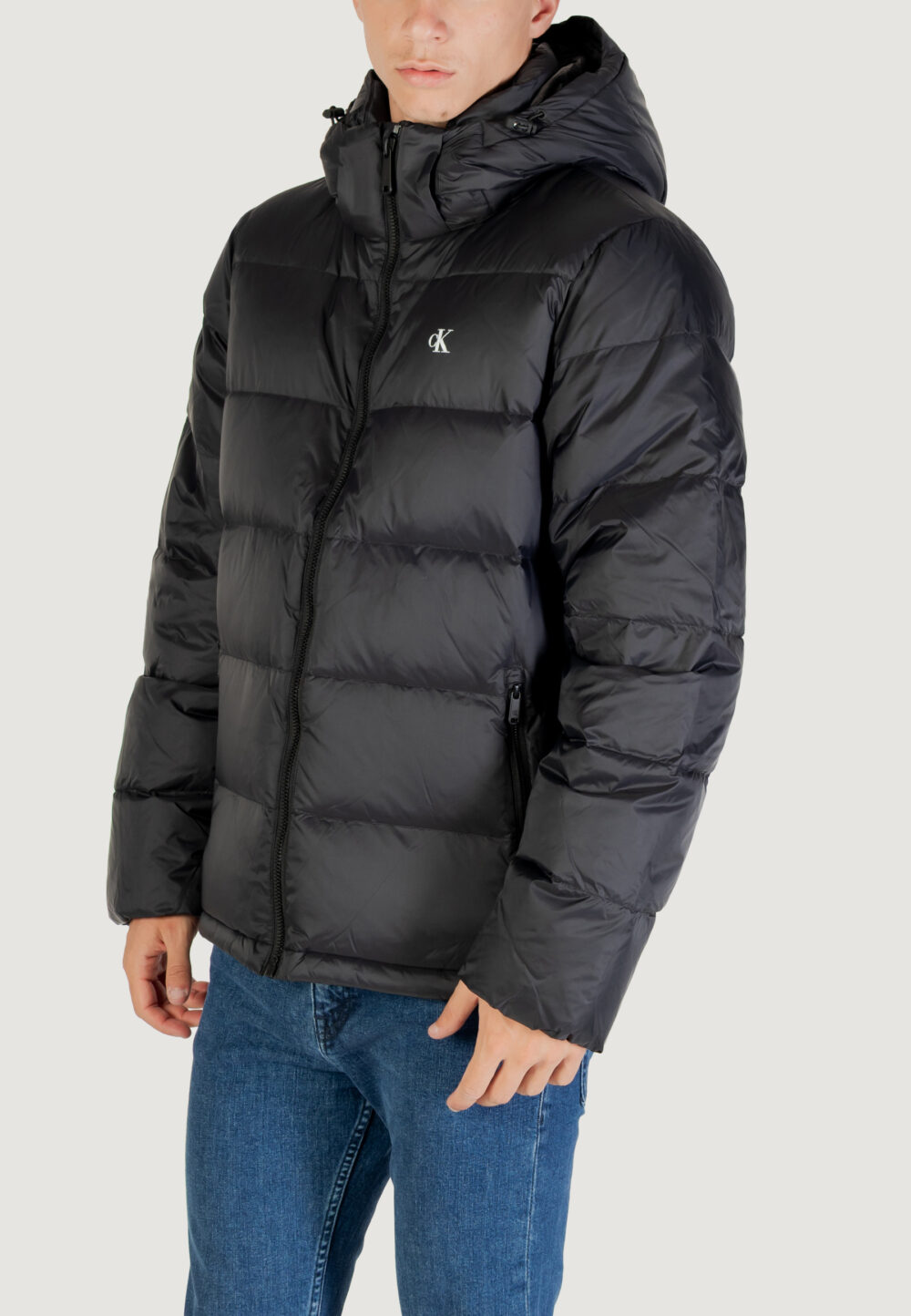 Piumino Calvin Klein Jeans LS NYLON ZIP OFF HOO Black-White - Foto 2