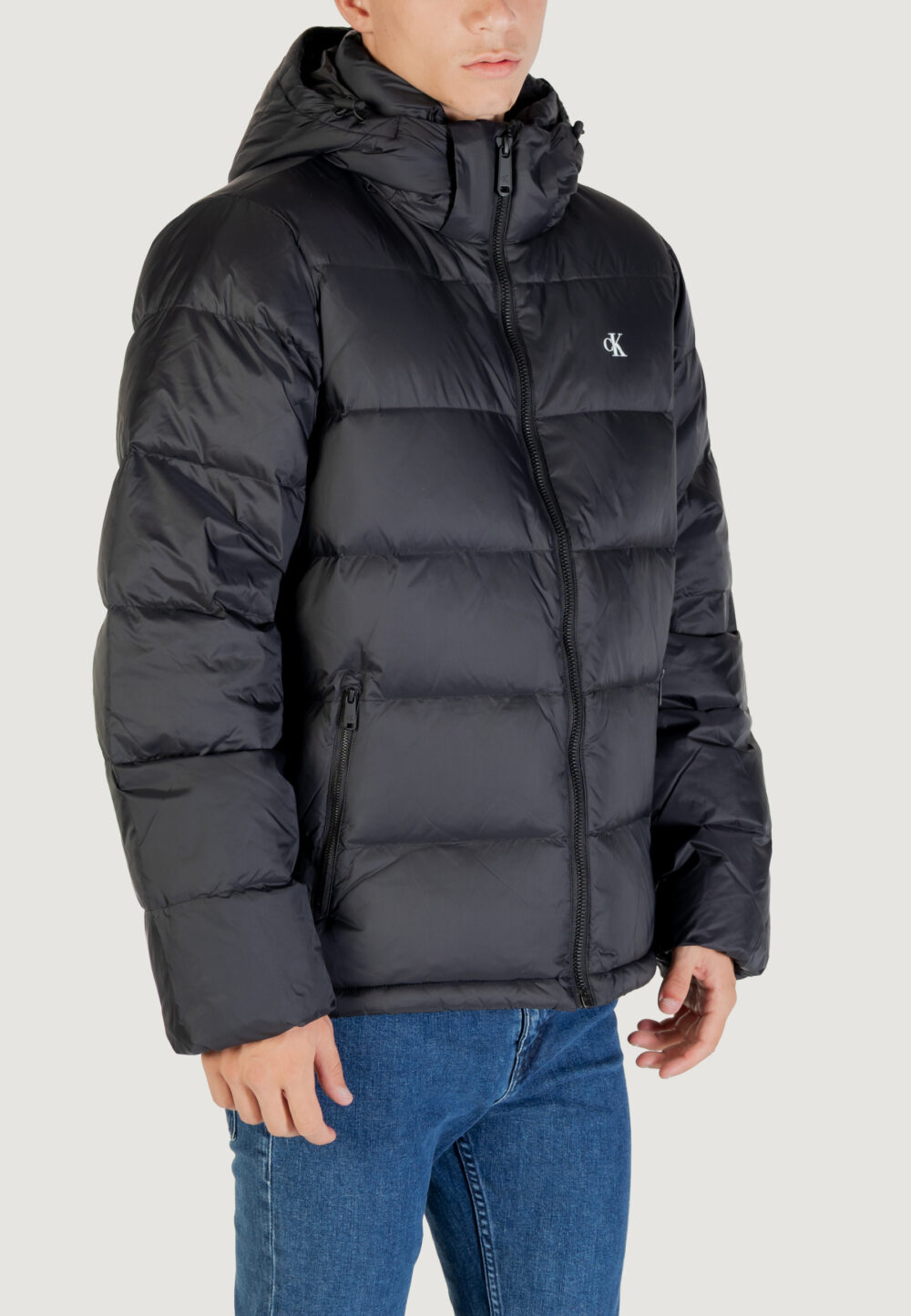 Piumino Calvin Klein Jeans LS NYLON ZIP OFF HOO Black-White - Foto 3