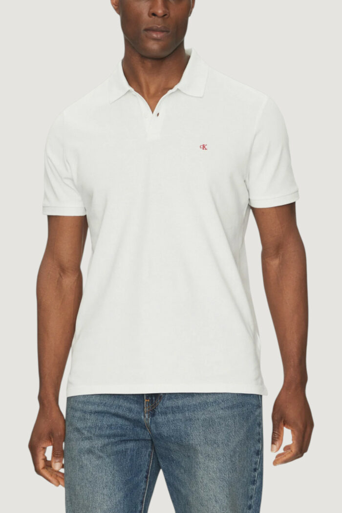 Polo manica corta Calvin Klein SS MONOGRAM PIQUE PO Bianco – LV040EM269