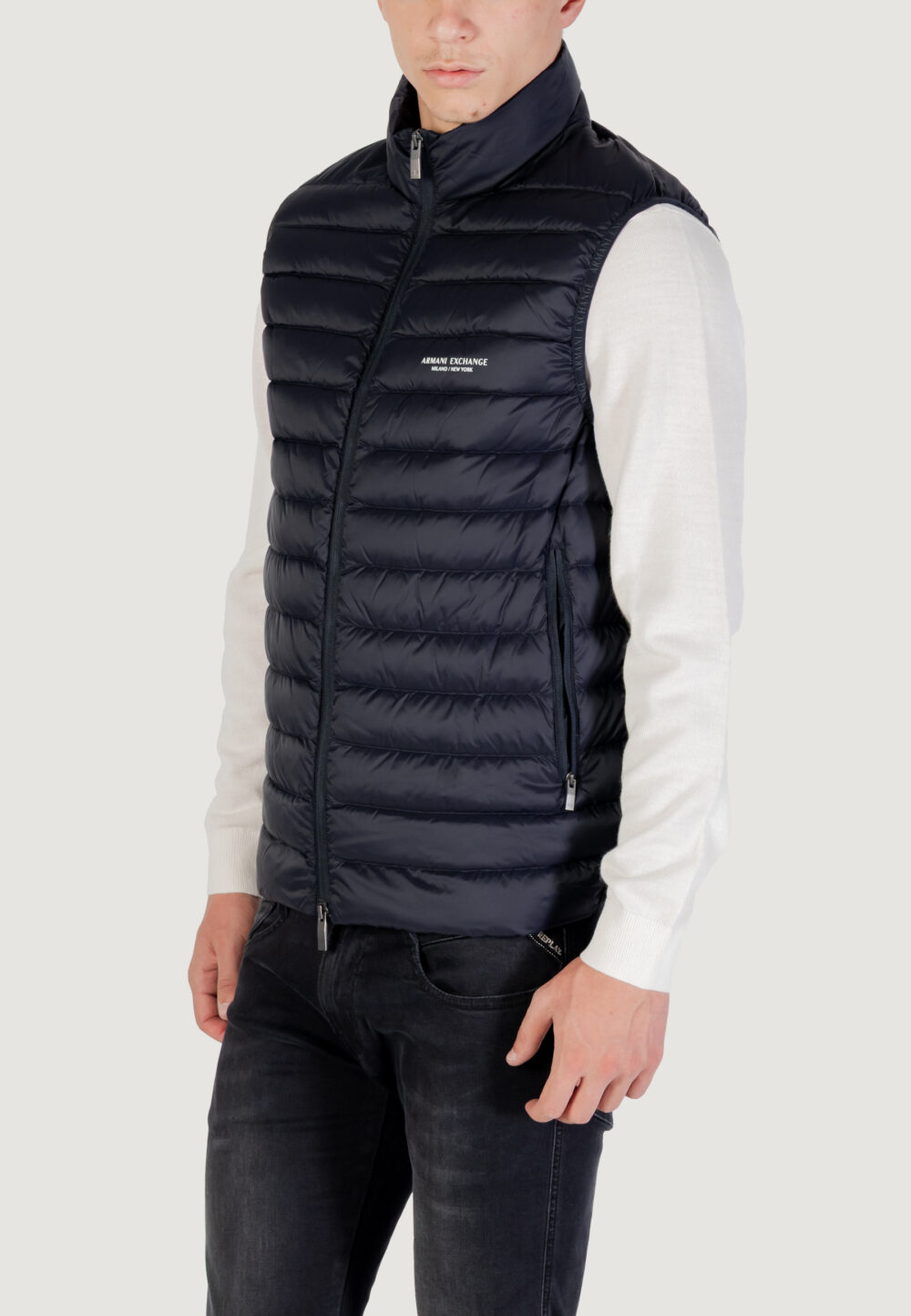 Smanicato Armani Exchange DOWN WAISTCOAT Blue scuro - Foto 4