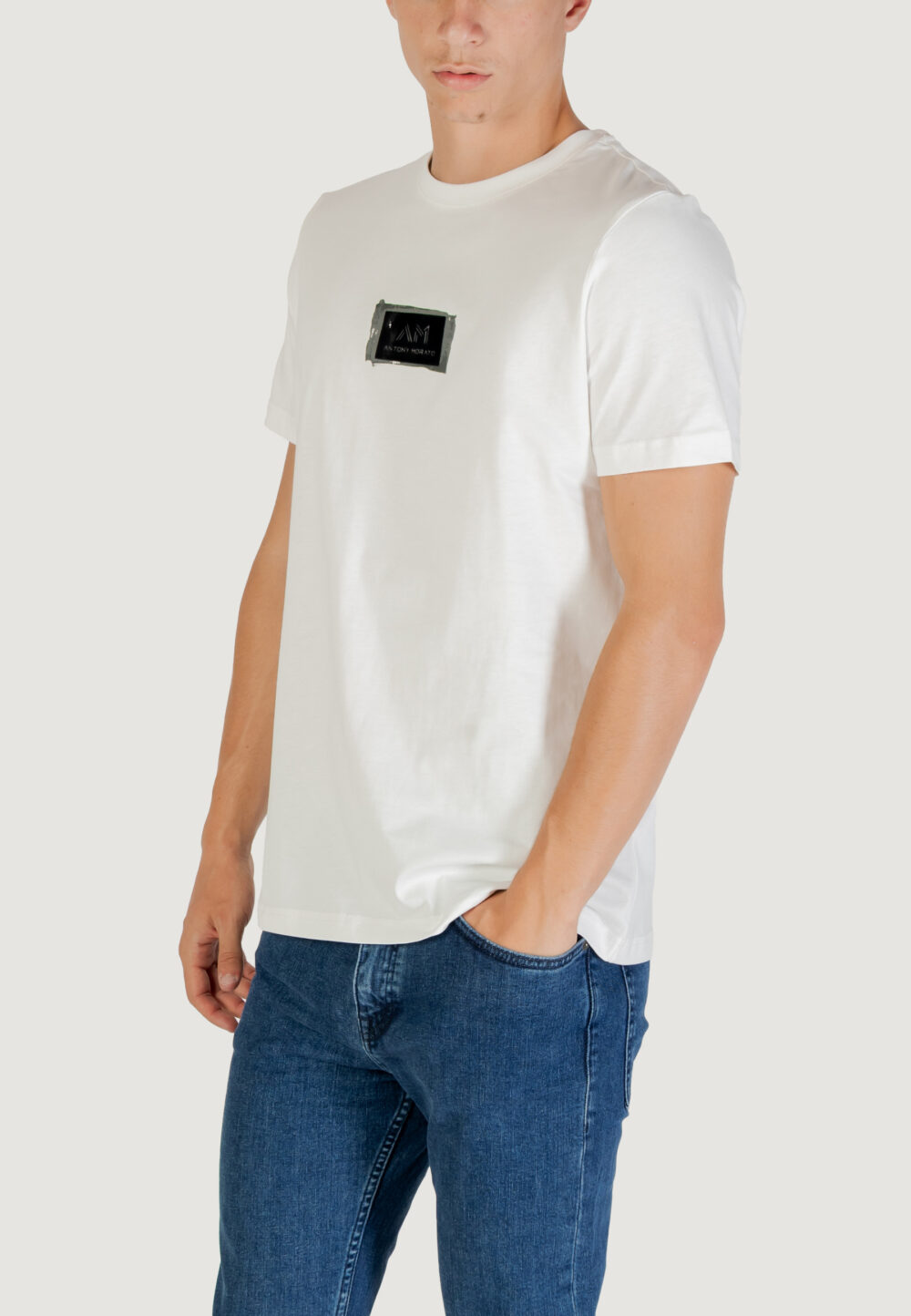 T-shirt Antony Morato STUTTGART REGULAR FIT WITH MATT PLASTIC AND FLOCK LOGO PRINT Bianco - Foto 2