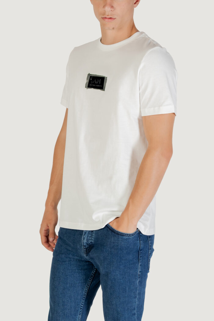 T-shirt Antony Morato STUTTGART REGULAR FIT WITH MATT PLASTIC AND FLOCK LOGO PRINT Bianco – MMKS02575-FA100240