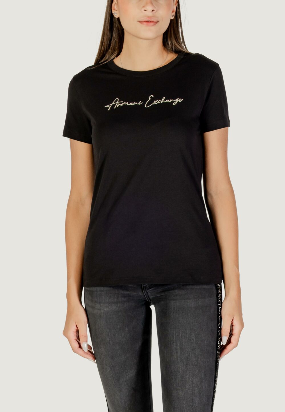 T-shirt Armani Exchange  Nero - Oro - Foto 3