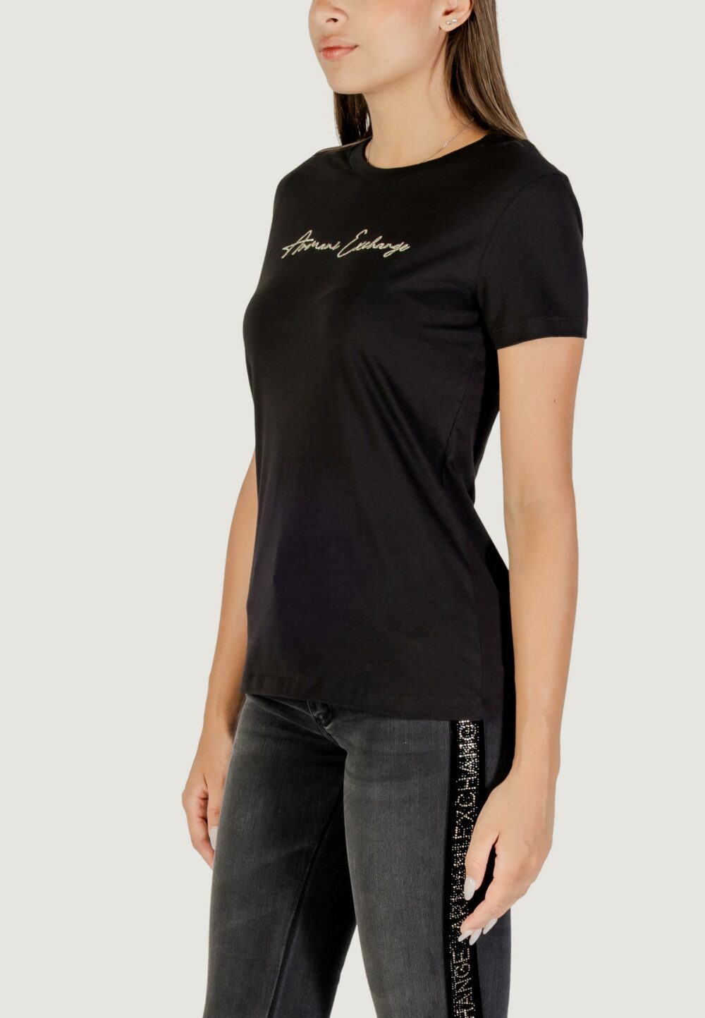 T-shirt Armani Exchange  Nero - Oro - Foto 4
