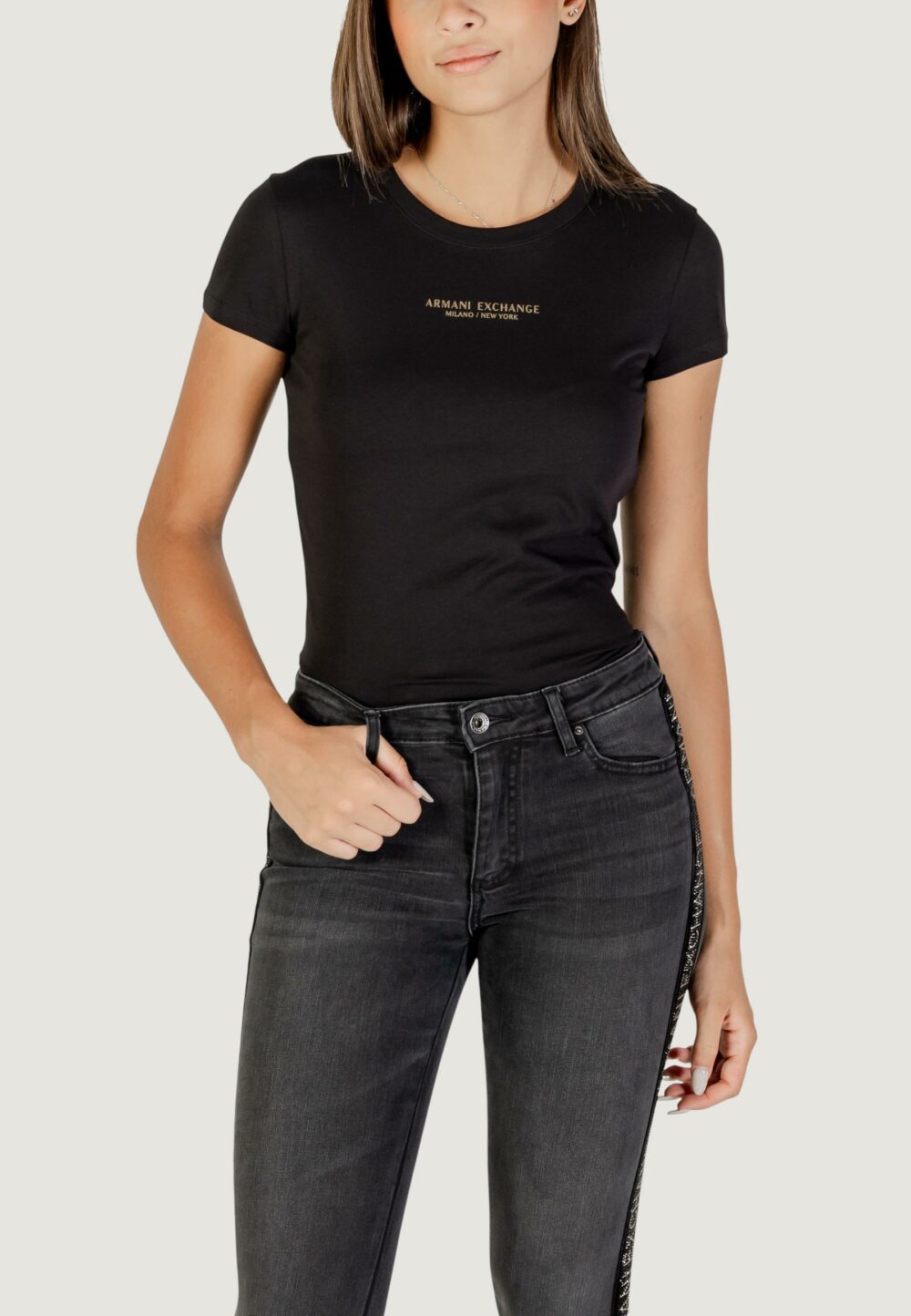 T-shirt Armani Exchange  Nero - Oro - Foto 1