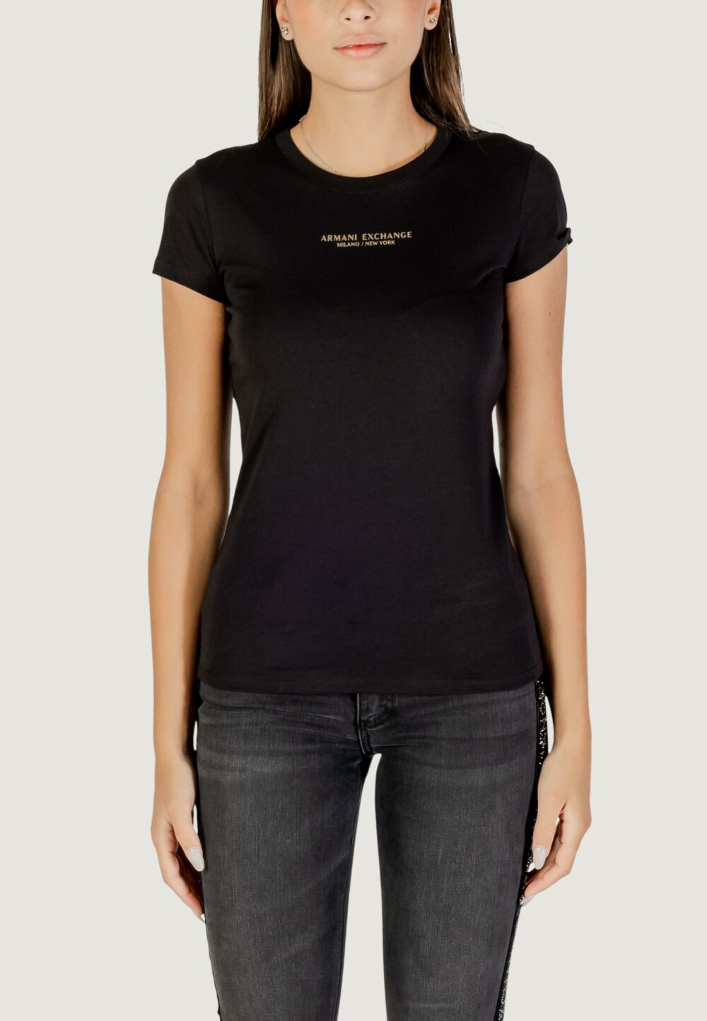T-shirt Armani Exchange  Nero - Oro - Foto 2