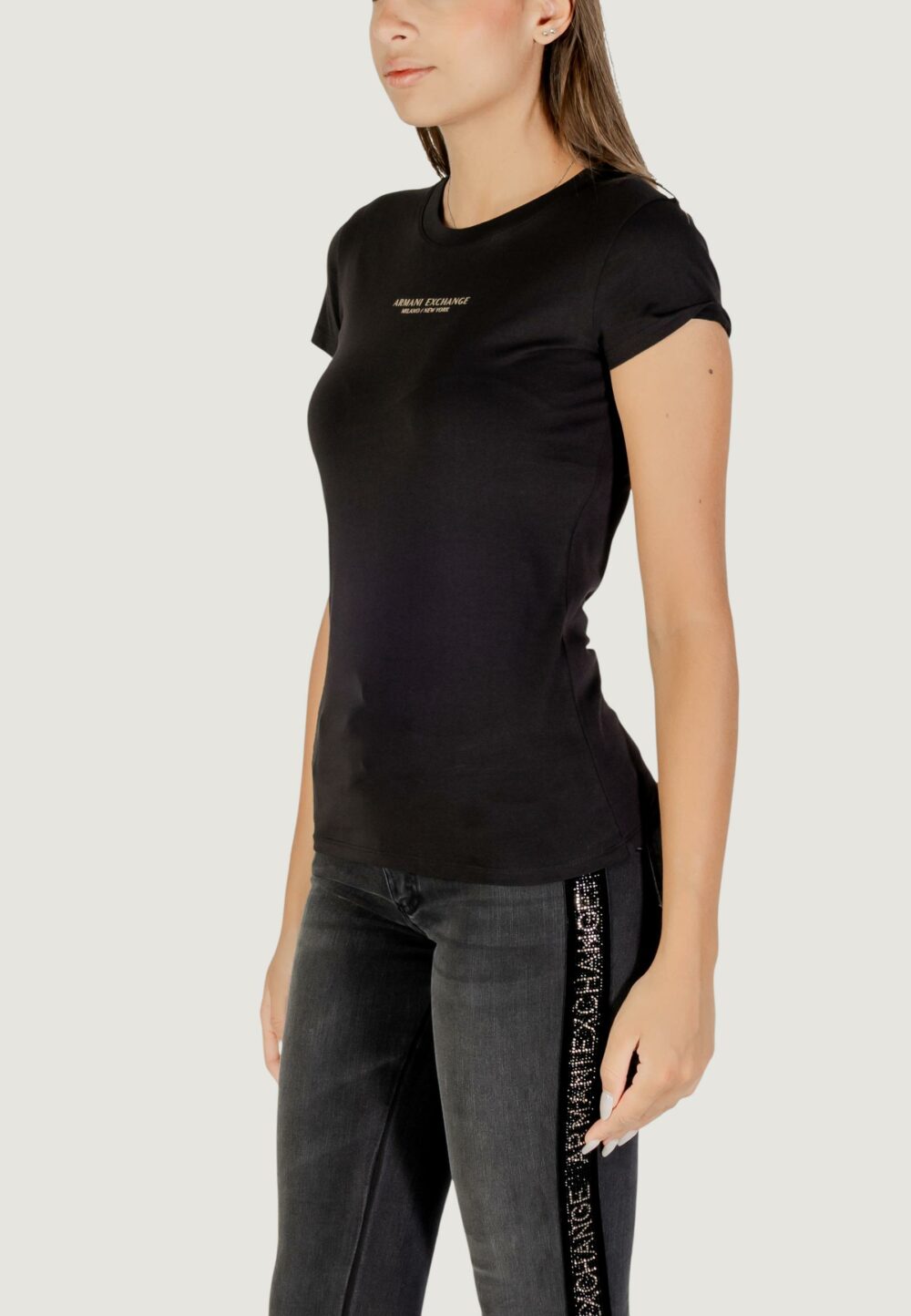 T-shirt Armani Exchange  Nero - Oro - Foto 3