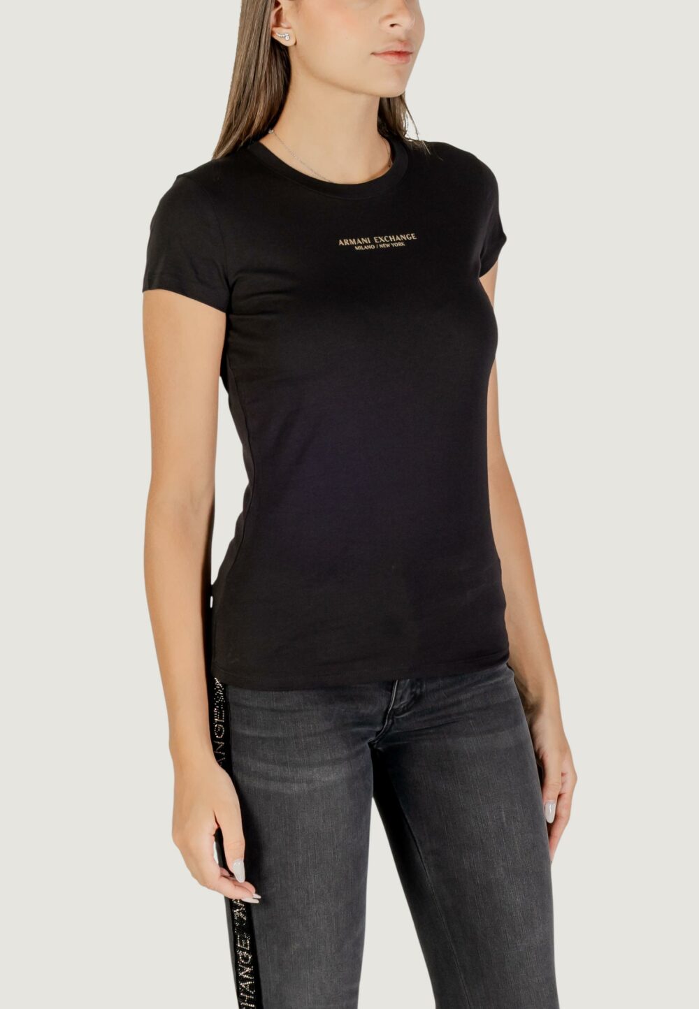T-shirt Armani Exchange  Nero - Oro - Foto 4