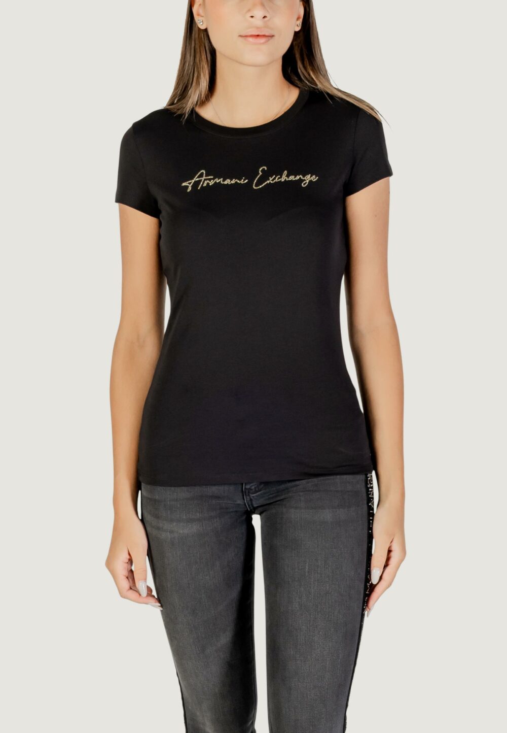 T-shirt Armani Exchange  Nero - Oro - Foto 1