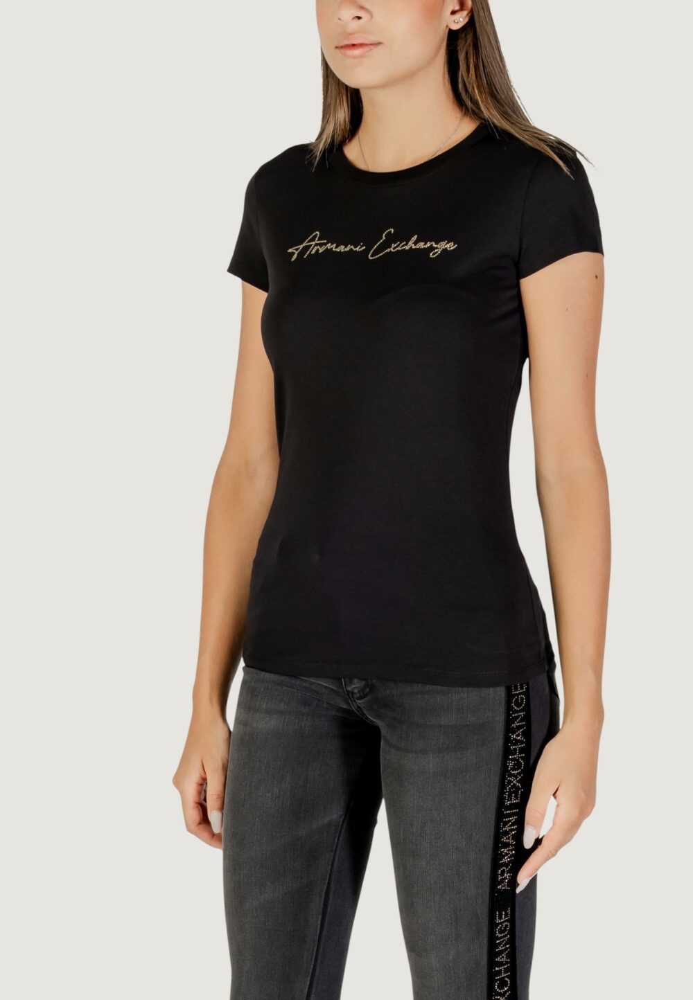 T-shirt Armani Exchange  Nero - Oro - Foto 2