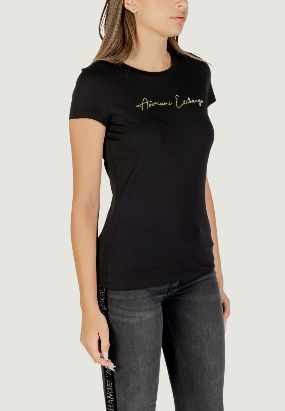 T-shirt Armani Exchange  Nero - Oro - Foto 3
