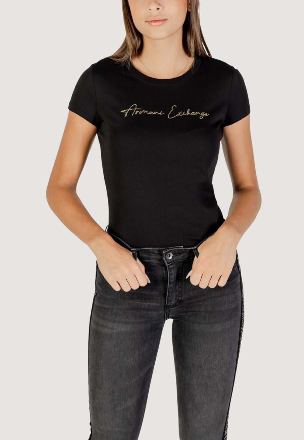 T-shirt Armani Exchange  Nero - Oro - Foto 1