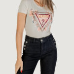 T-shirt Guess SS TRIANGLE FLOWERS TEE Beige - Foto 1