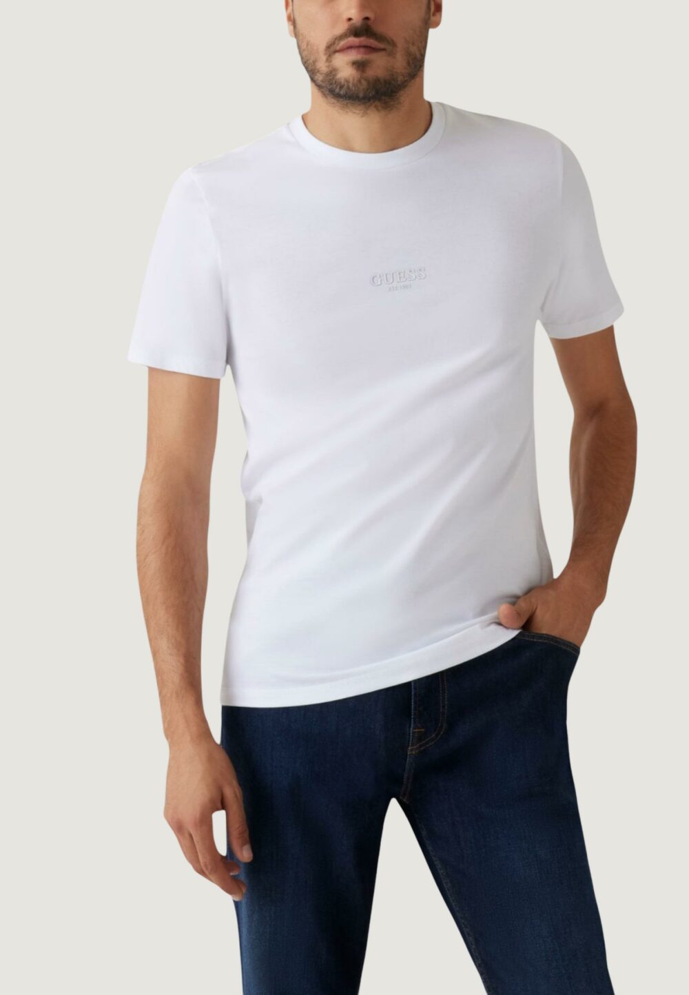 T-shirt Guess AIDY CN SS TEE Bianco - Foto 1