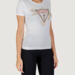 T-shirt Guess CN SS TRIANGLE PALM PRINT Bianco - Foto 2