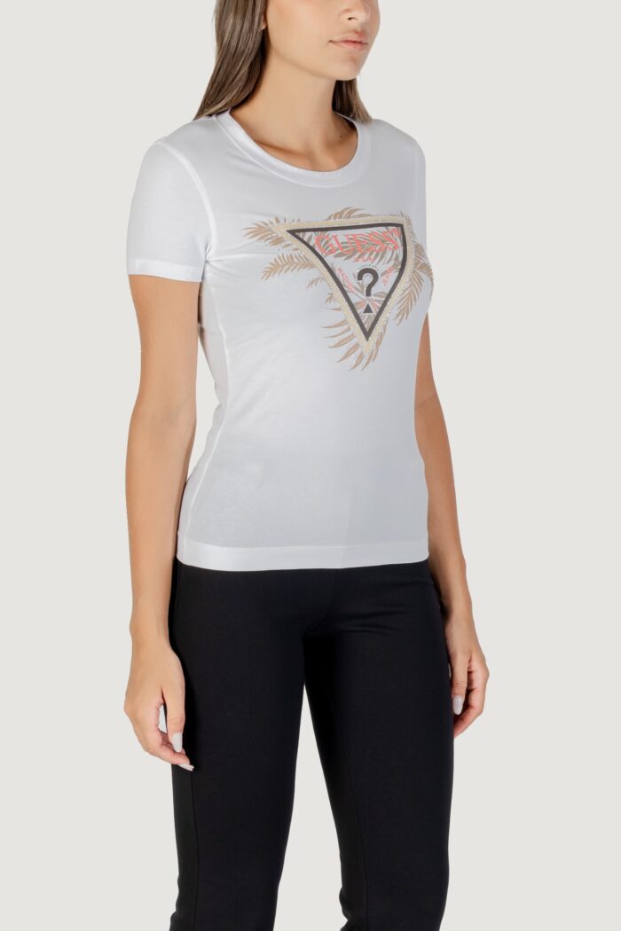 T-shirt Guess CN SS TRIANGLE PALM PRINT Bianco – W5YI13 J1314