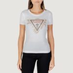 T-shirt Guess CN SS TRIANGLE PALM PRINT Bianco - Foto 5