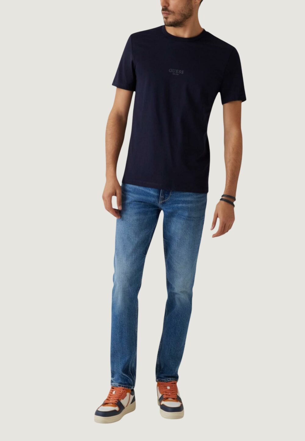 T-shirt Guess AIDY CN SS TEE Blu - Foto 2