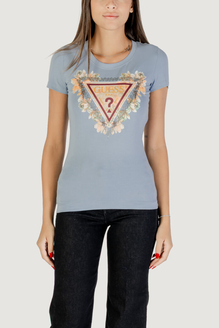 T-shirt Guess SS TRIANGLE FLOWERS TEE Indigo