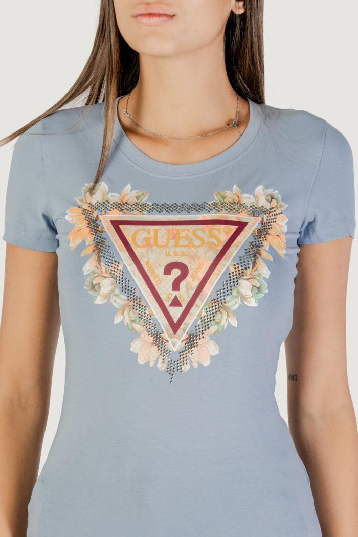 T-shirt Guess SS TRIANGLE FLOWERS TEE Indigo