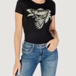 T-shirt Guess CN SS TRIANGLE PALM PRINT Nero - Foto 1