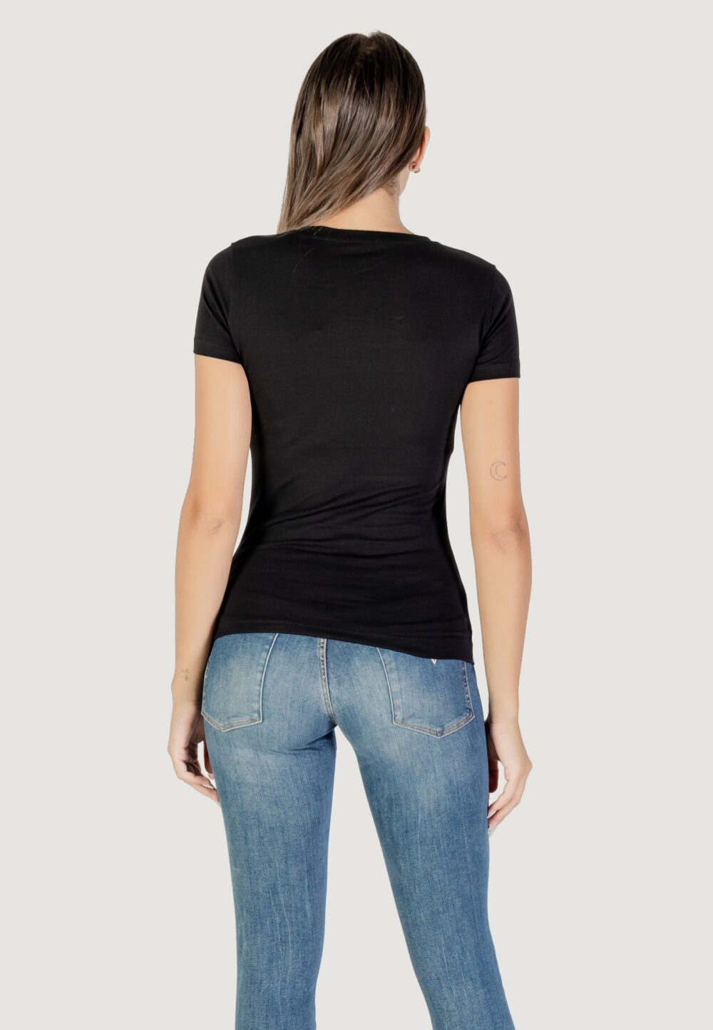 T-shirt Guess CN SS TRIANGLE PALM PRINT Nero - Foto 5