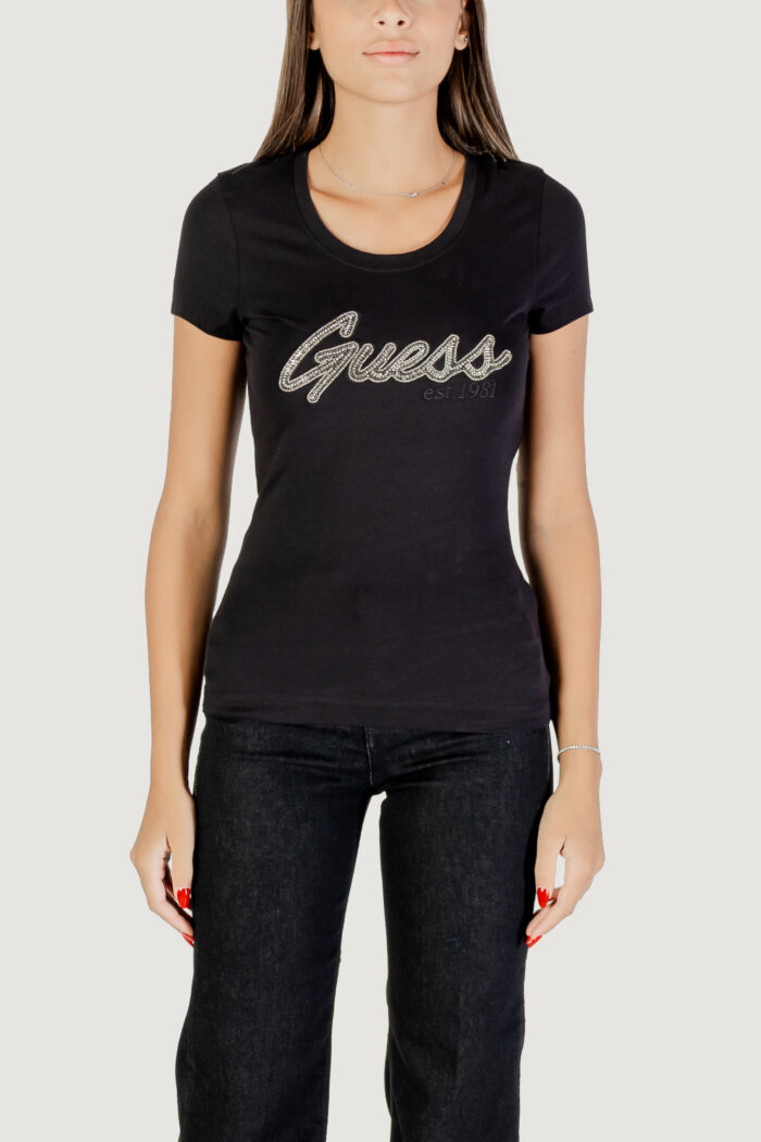 T-shirt Guess SS LOGO HOT FIX TEE Nero
