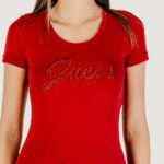 T-shirt Guess CN SS EMBRO SCRIPT LOGO TEE Rosso - Foto 2
