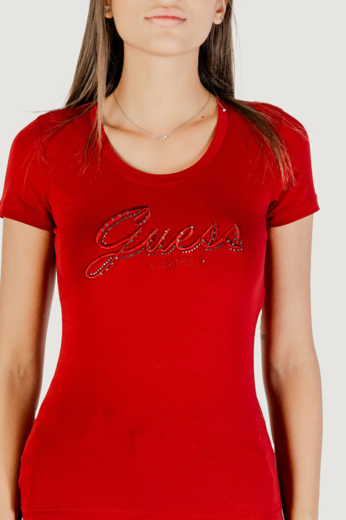T-shirt Guess CN SS EMBRO SCRIPT LOGO TEE Rosso – W5YI46 J1314