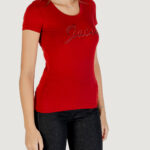 T-shirt Guess CN SS EMBRO SCRIPT LOGO TEE Rosso - Foto 3